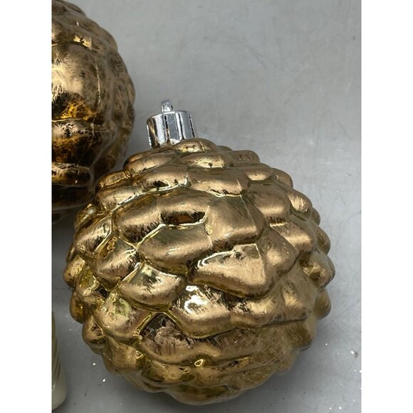 set of 5 Christmas ornament bulbs silver gold glitter graphic assorted READ - Picture 2 of 5